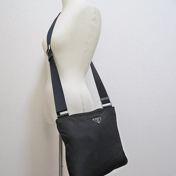 Authentic PRADA Black Nylon Shoulder Crossbody Bag Purse - Picture 1 of 16